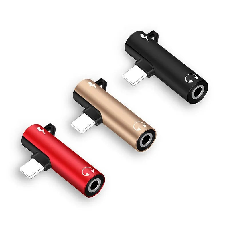 NEW 2 IN 1 Audio Headphone Charging Dual Adapter Splitter For iPhone XR XS X 7 8 11 11Pro For 3.5mm Jack to Earphone AUX Cable