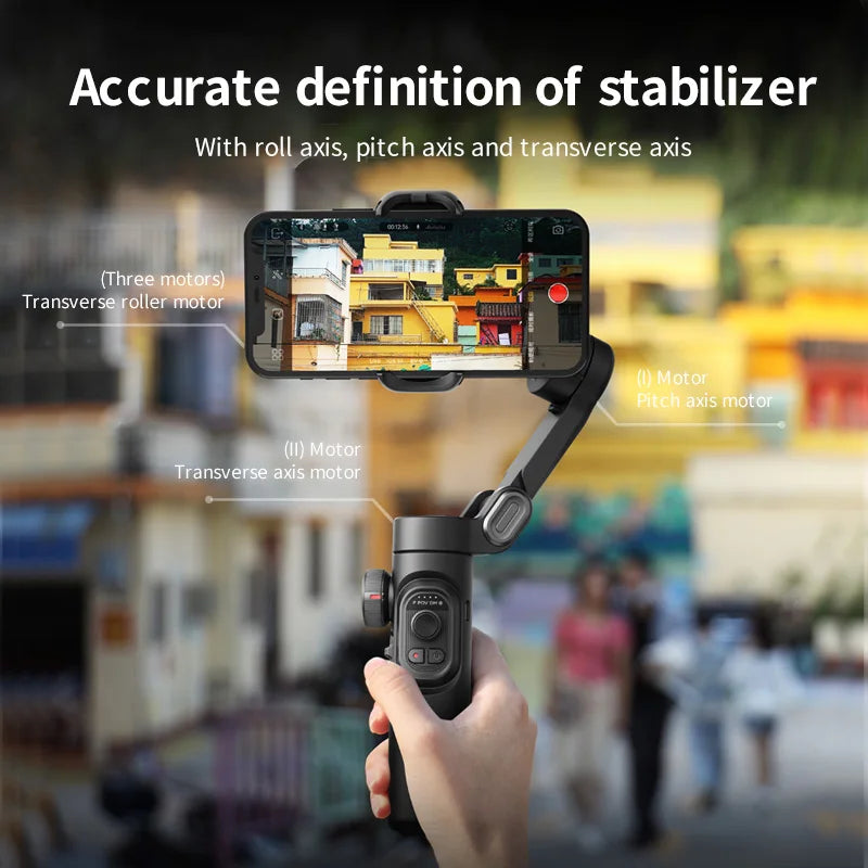 AOCHUAN Smart XE 3-Axis Handheld Gimbal Stabilizer for Smartphone with Fill Light for iPhone Android Face Tracking Tiktok Vlog